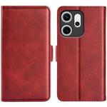 For OPPO Reno14 F 5G Dual-side Magnetic Buckle Horizontal Flip Leather Phone Case(Red)