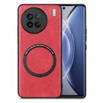 For vivo X90 Solid Color Leather Skin Back Cover Magsafe Phone Case(Red)