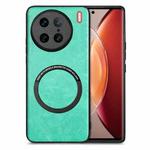 For vivo X90 Pro Solid Color Leather Skin Back Cover Magsafe Phone Case(Green)