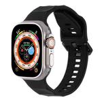 For Apple Watch SE 2022 44mm Ripple Silicone Sports Watch Band(Black)