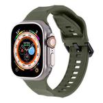 For Apple Watch 7 45mm Ripple Silicone Sports Watch Band(Dark Green)
