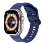 For Apple Watch SE 44mm Ripple Silicone Sports Watch Band(Dark Blue)