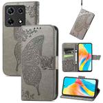 For Tecno Note 30 Pro Butterfly Love Flower Embossed Leather Phone Case(Gray)