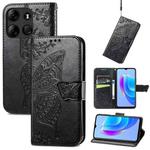 For Tecno Spark GO 2023 Butterfly Love Flower Embossed Leather Phone Case(Black)