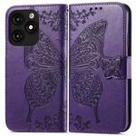 For Tecno Itel A70 Butterfly Love Flower Embossed Leather Phone Case(Dark Purple)