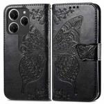 For Tecno Spark 20 Pro Butterfly Love Flower Embossed Leather Phone Case(Black)