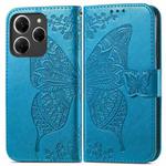 For Tecno Spark 20 Pro Butterfly Love Flower Embossed Leather Phone Case(Blue)