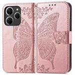 For Tecno Spark 20 Pro Butterfly Love Flower Embossed Leather Phone Case(Rose Gold)