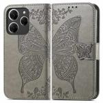 For Tecno Spark 20 Pro Butterfly Love Flower Embossed Leather Phone Case(Gray)
