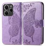 For Tecno Spark 20 Pro Butterfly Love Flower Embossed Leather Phone Case(Light Purple)