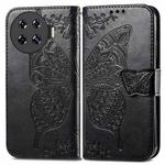 For Tecno Spark 20 Pro+ Butterfly Love Flower Embossed Leather Phone Case(Black)