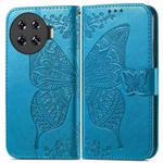 For Tecno Spark 20 Pro+ Butterfly Love Flower Embossed Leather Phone Case(Blue)