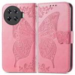 For Tecno Spark 20 Pro+ Butterfly Love Flower Embossed Leather Phone Case(Pink)