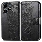 For Tecno Spark 20C Butterfly Love Flower Embossed Leather Phone Case(Black)