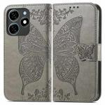 For Tecno Spark 20C Butterfly Love Flower Embossed Leather Phone Case(Gray)