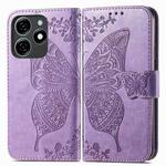 For Tecno Spark 20C Butterfly Love Flower Embossed Leather Phone Case(Light Purple)