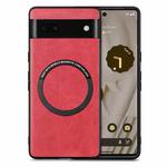 For Google Pixel 6A Solid Color Leather Skin Back Cover Phone Case(Red)