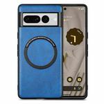 For Google Pixel 7 Pro Solid Color Leather Skin Back Cover Phone Case(Blue)