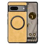 For Google Pixel 7 Solid Color Leather Skin Back Cover Phone Case(Yellow)