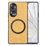 For Honor 70 Solid Color Leather Skin Back Cover Phone Case(Yellow)