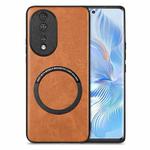 For Honor 80 Solid Color Leather Skin Back Cover Phone Case(Brown)