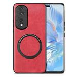 For Honor 80 Pro Solid Color Leather Skin Back Cover Phone Case(Red)