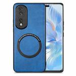 For Honor 80 Pro Solid Color Leather Skin Back Cover Phone Case(Blue)
