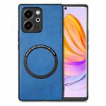 For Honor 80 SE Solid Color Leather Skin Back Cover Phone Case(Blue)