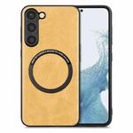 For Samsung Galaxy S21 Ultra 5G Solid Color Leather Skin Back Cover Phone Case(Yellow)