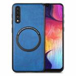 For Samsung Galaxy A50 Solid Color Leather Skin Back Cover Phone Case(Blue)