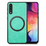 For Samsung Galaxy A50 Solid Color Leather Skin Back Cover Phone Case(Green)