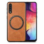 For Samsung Galaxy A50 Solid Color Leather Skin Back Cover Phone Case(Brown)