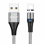 ENKAY 3A USB to 8 Pin Magnetic Fast Charging Data Cable with LED Light, Length:1m(Silver)