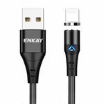 ENKAY 3A USB to 8 Pin Magnetic Fast Charging Data Cable with LED Light, Length:2m(Black)