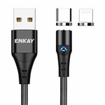 ENKAY 2 in 1 3A USB to 8 Pin + Type-C Magnetic Fast Charging Data Cable, Length:1m(Black)