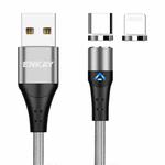 ENKAY 2 in 1 3A USB to 8 Pin + Type-C Magnetic Fast Charging Data Cable, Length:1m(Silver)