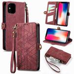 For iPhone X / XS Geometric Zipper Wallet Side Buckle Leather Phone Case(Red)