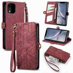 For iPhone XR Geometric Zipper Wallet Side Buckle Leather Phone Case(Red)