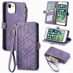For iPhone 6 / 6s Geometric Zipper Wallet Side Buckle Leather Phone Case(Purple)