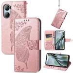 For ZTE Libero 5G IV Butterfly Love Flower Embossed Leather Phone Case(Rose Gold)