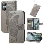 For ZTE Libero 5G IV Butterfly Love Flower Embossed Leather Phone Case(Gray)