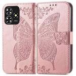 For ZTE Blade A73 4G Butterfly Love Flower Embossed Leather Phone Case(Rose Gold)