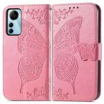 For ZTE Blade V41 Smart Butterfly Love Flower Embossed Leather Phone Case(Pink)