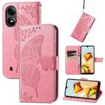 For ZTE Blade A33S Butterfly Love Flower Embossed Leather Phone Case(Pink)