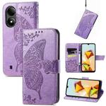 For ZTE Blade A33S Butterfly Love Flower Embossed Leather Phone Case(Light Purple)