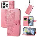 For ZTE Blade A75 4G Butterfly Love Flower Embossed Leather Phone Case(Pink)