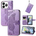 For ZTE Blade A75 4G Butterfly Love Flower Embossed Leather Phone Case(Light Purple)