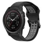 For Garmin Fenix 7 Pro 47mm 22mm Two-Color Reverse Buckle Silicone Watch Band(Black+Grey)
