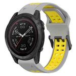 For Garmin Fenix 7 Pro 47mm 22mm Two-Color Reverse Buckle Silicone Watch Band(Grey+Yellow)