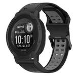 For Garmin  Instinct 2 Solar 22mm Two-Color Reverse Buckle Silicone Watch Band(Black+Grey)